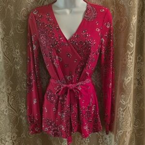 New Colleen Lopez Women's Size XXS Hot Pink Paisley Floral Long Sleeve Tunic‎